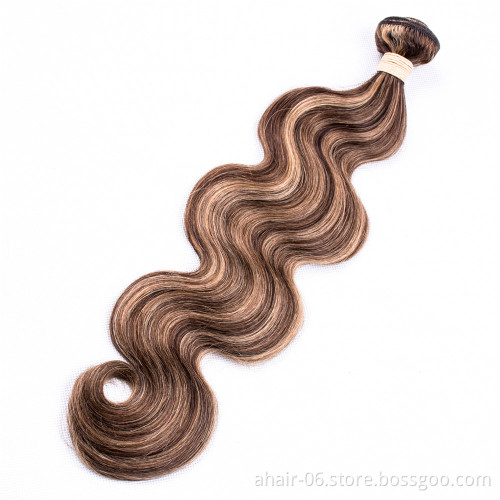 Straight and Body No Tangle No Shed Soft And Smooth, P4/27 Color 100% Brazilian Virgin Human Hair 10"-30" Hair Bundles In Stock